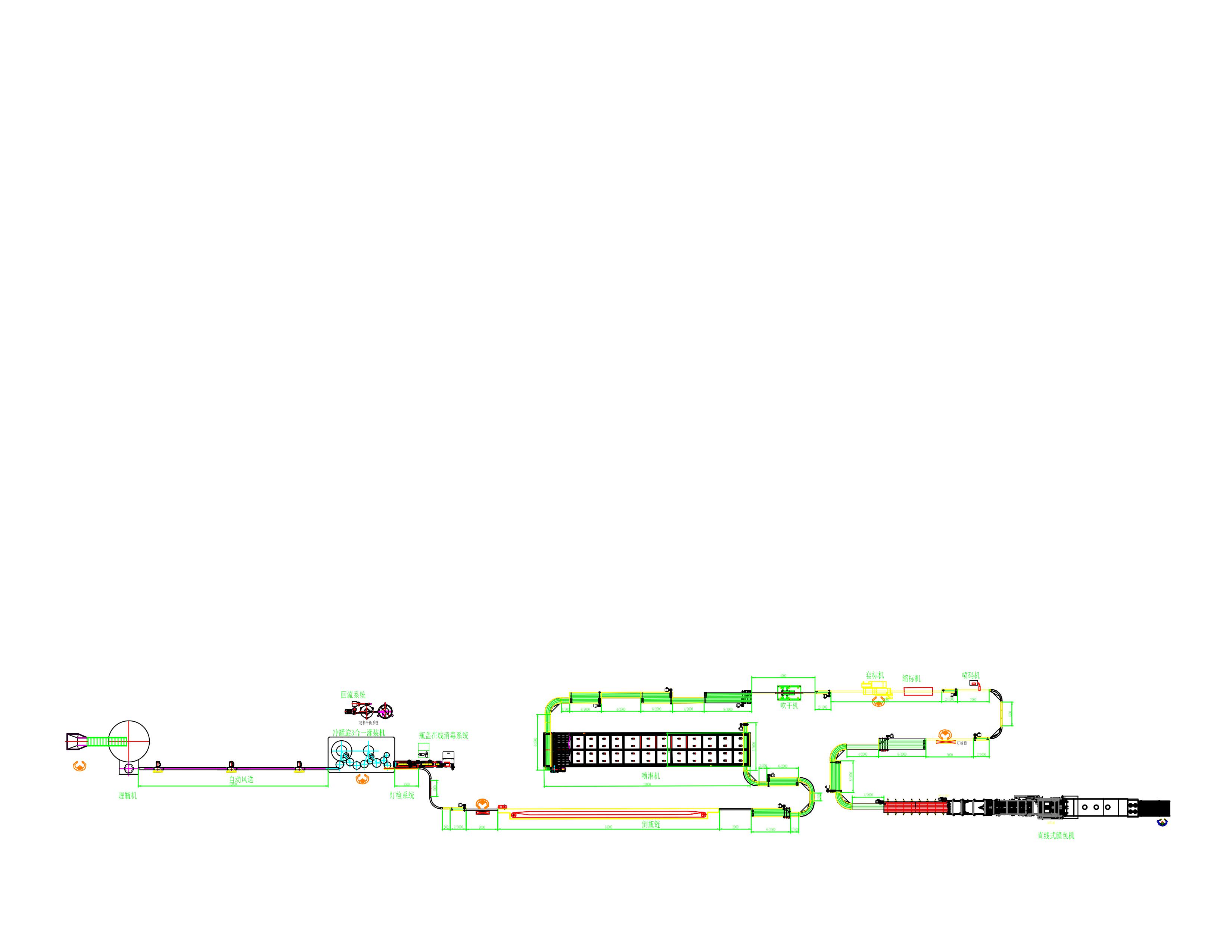CAD layout of the canned juice filling and production line
