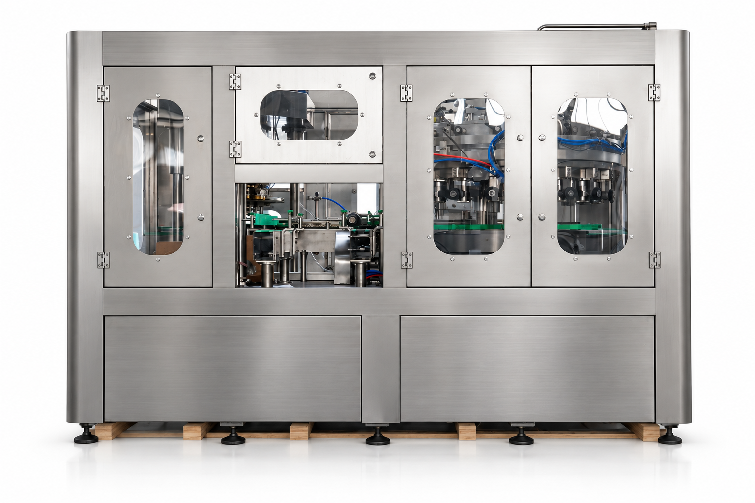Enclosed automatic can filling and seaming machine